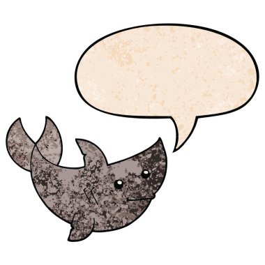 retro doku tarzında karikatür köpekbalığı ve konuşma balonu