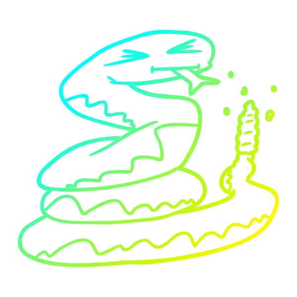 Soğuk degrade çizgi çizim karikatür çıngıraklı yılan — Stok Vektör