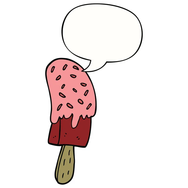 Cartoon Ice Cream lolly och pratbubbla — Stock vektor