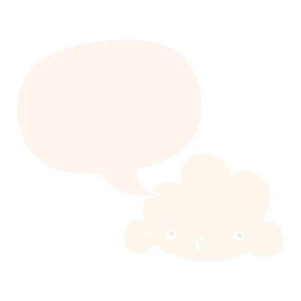 Cute cartoon cloud and speech bubble in retro style — Stock Vector