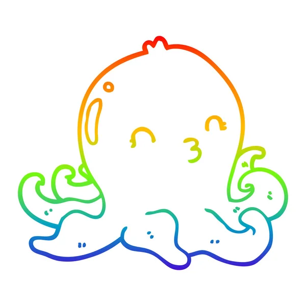Linha gradiente arco-íris desenho de polvo desenhos animados — Vetor de Stock