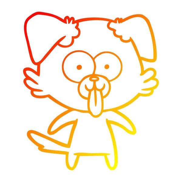 舌が突き出ている暖かいグラデーションライン描画漫画の犬 — ストックベクタ