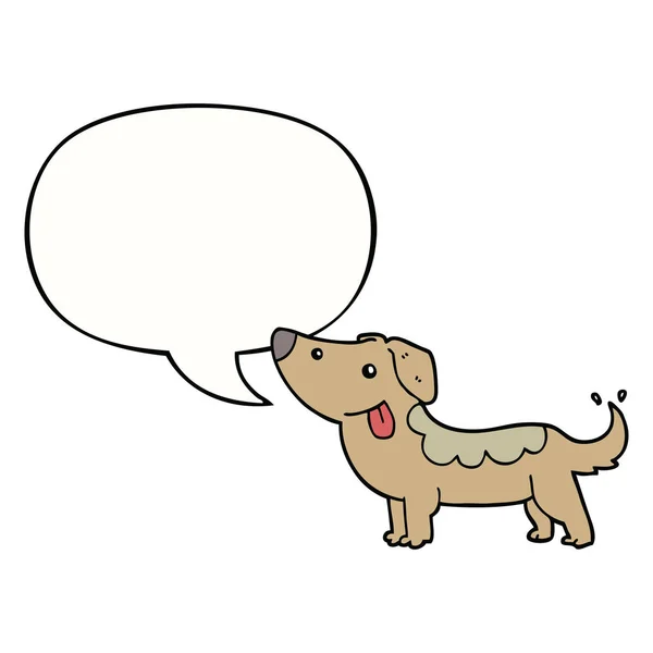 Perro de dibujos animados y burbuja del habla — Vector de stock