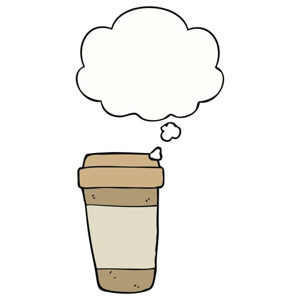 Чашка кофе мультфильма и мыслей пузырь — стоковый вектор
