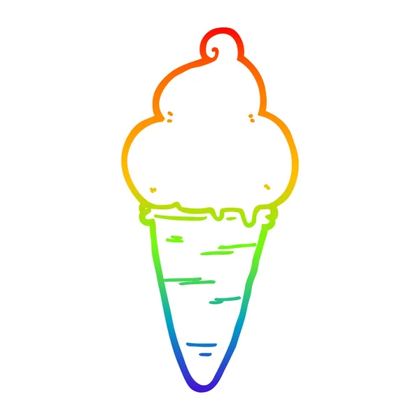 Arco iris gradiente línea dibujo dibujos animados helado — Archivo Imágenes Vectoriales