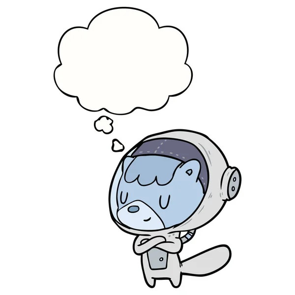 Cartoon astronaut animal and thought bubble — Stock Vector