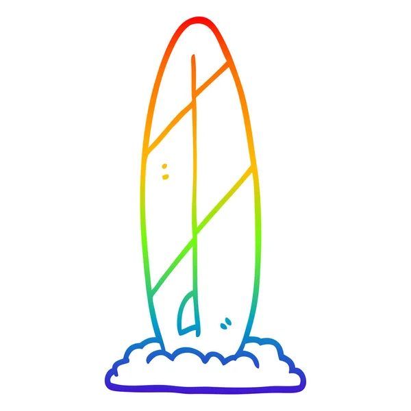 Arco-íris linha gradiente desenho cartoon surf board — Vetor de Stock