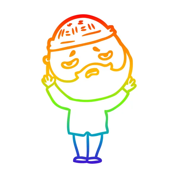彩虹渐变线绘制卡通担心人与胡子 — 图库矢量图片