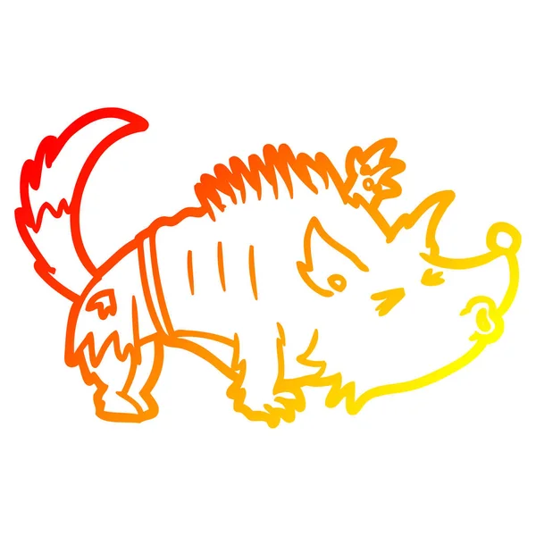 Warme kleurovergang lijntekening Halloween weerwolf — Stockvector