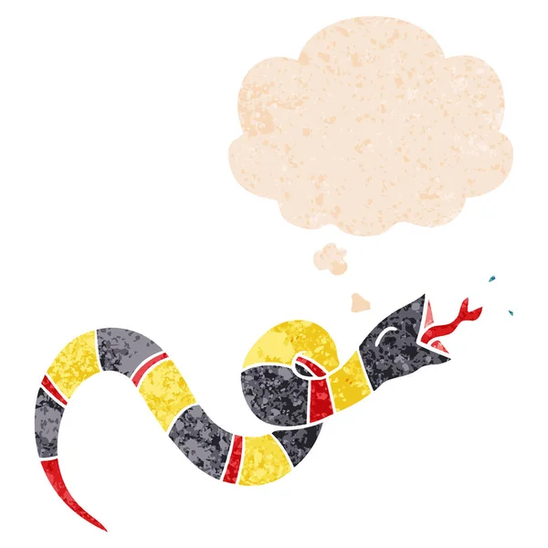 Kreslený sykot hada a myšlenkové bubliny ve stylu retro — Stockový vektor