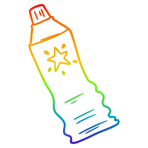 日焼け止めローションの虹のグラデーションライン描画漫画チューブ — ストックベクタ
