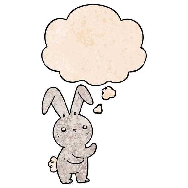 Mignon lapin dessin animé et bulle de pensée dans le motif de texture grunge — Image vectorielle