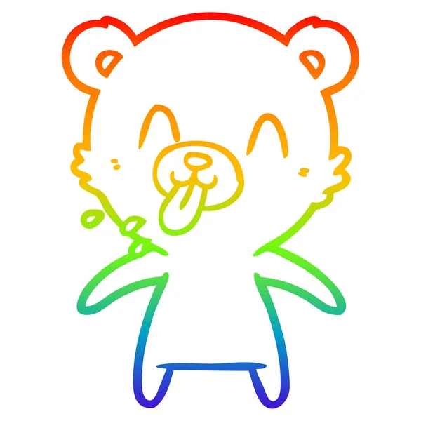 Rainbow gradient ligne dessin grossier dessin animé ours polaire collant o — Image vectorielle