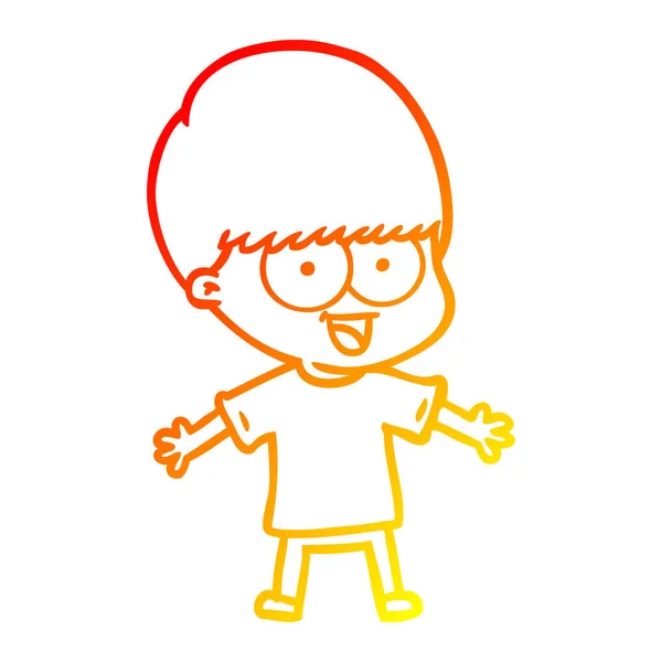 Linha gradiente quente desenho feliz cartoon menino — Vetor de Stock