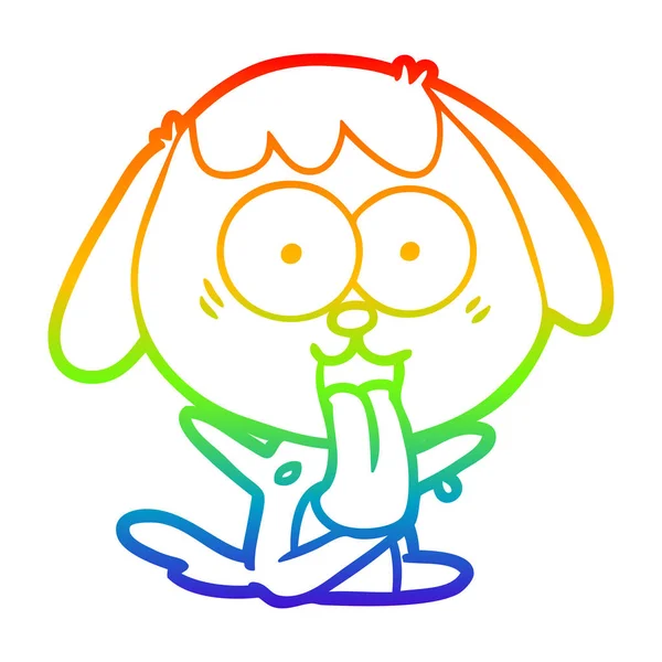 Arco iris gradiente línea dibujo lindo dibujos animados perro — Vector de stock