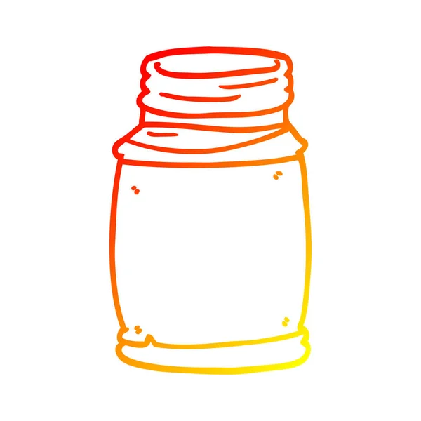 Warm gradient line drawing cartoon storage jar — Stock Vector