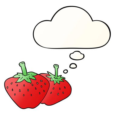 karikatür çilek ve pürüzsüz degrade tarzında düşünce balonu