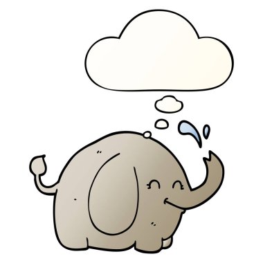 karikatür fil ve pürüzsüz degrade tarzında kabarcık düşünce