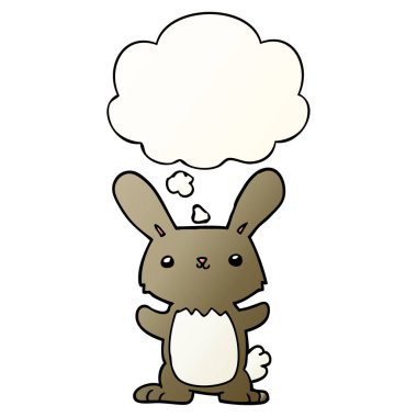 sevimli karikatür tavşan ve pürüzsüz degrade tarzında kabarcık düşünce