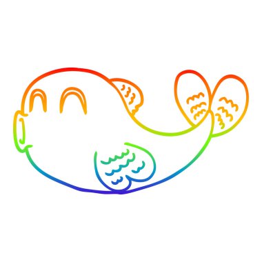 gökkuşağı degrade çizgi çizim karikatür balık