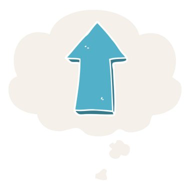 retro tarzında karikatür ok ve düşünce balonu