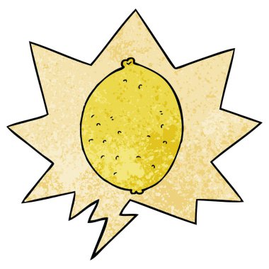 retro doku tarzında karikatür limon ve konuşma balonu