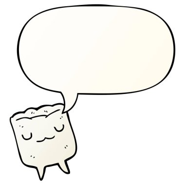 düzgün degrade tarzında karikatür diş ve konuşma balonu