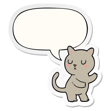 karikatür kedi ve konuşma kabarcık etiket