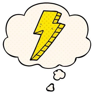 çizgi roman tarzında karikatür yıldırım ve düşünce balonu