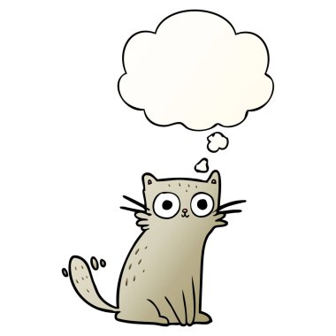 çizgi film kedi ve pürüzsüz degrade tarzında düşünce balonu