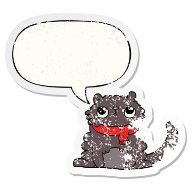 karikatür kedi ve konuşma balonu sıkıntılı etiket