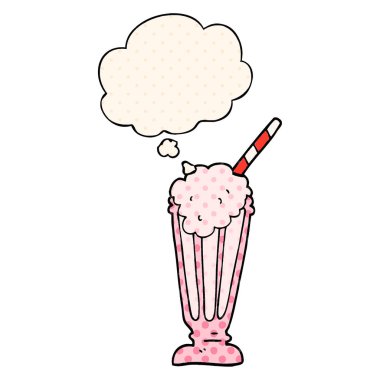 çizgi film milkshake ve çizgi roman tarzında düşünce balonu