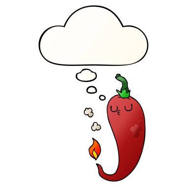 karikatür sıcak biber ve pürüzsüz degrade s kabarcık düşünce