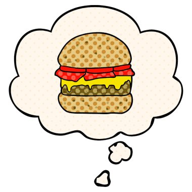 çizgi film burger ve çizgi roman tarzında düşünce balonu