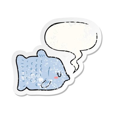 karikatür balık ve konuşma balonu sıkıntılı etiket