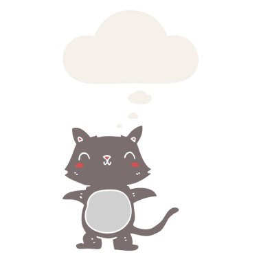 retro tarzında karikatür kedi ve düşünce balonu