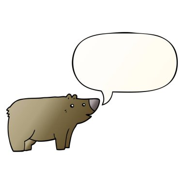 düzgün degrade tarzında karikatür ayı ve konuşma balonu