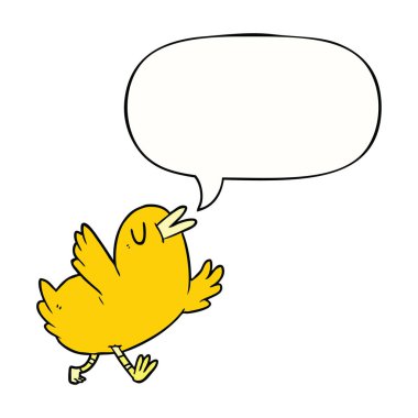 karikatür mutlu kuş ve konuşma balonu