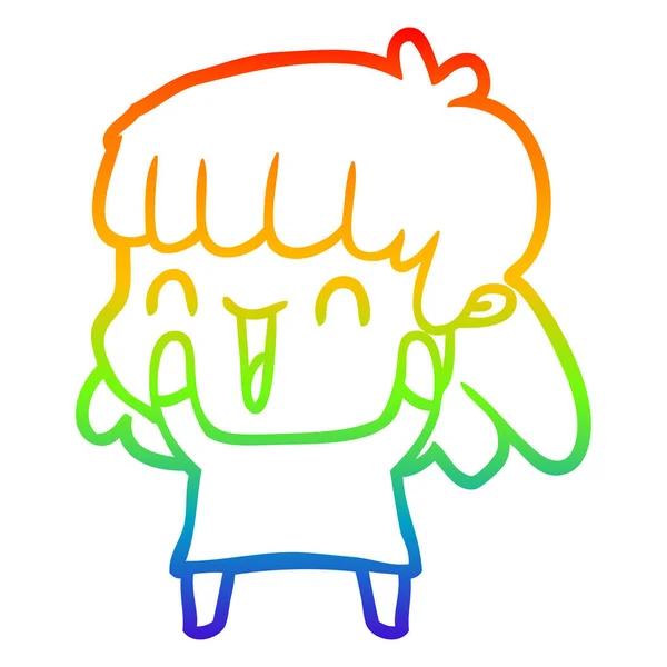 Rainbow gradient ligne dessin dessin femme dessin animé — Image vectorielle