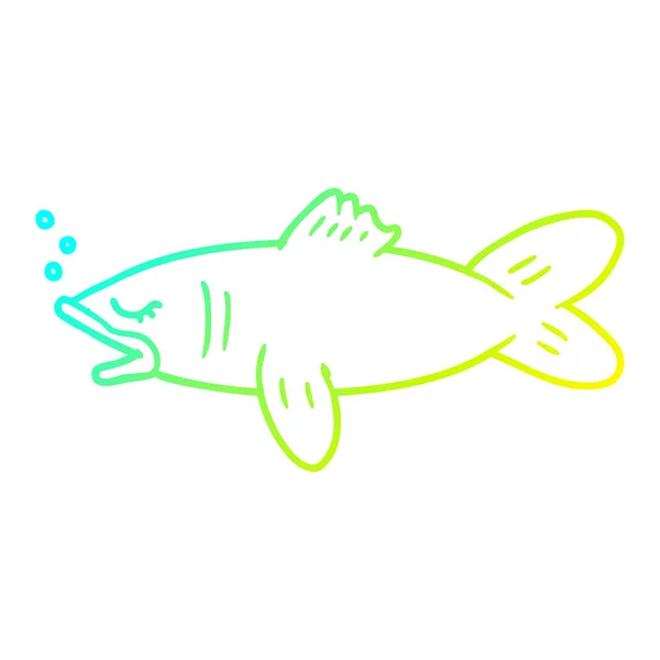 Cold gradient line drawing cartoon fish — Stock Vector