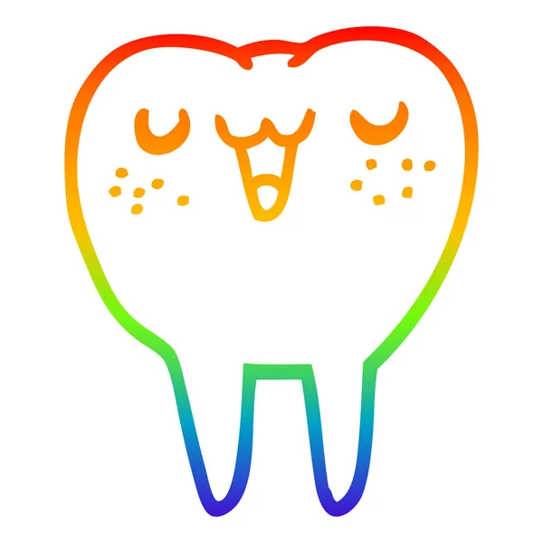 Arco-íris linha gradiente desenho desenho desenho desenho animado dente —  Vetores de Stock