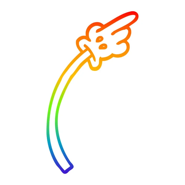 Arco iris gradiente línea dibujo dibujos animados gesto de la mano — Vector de stock