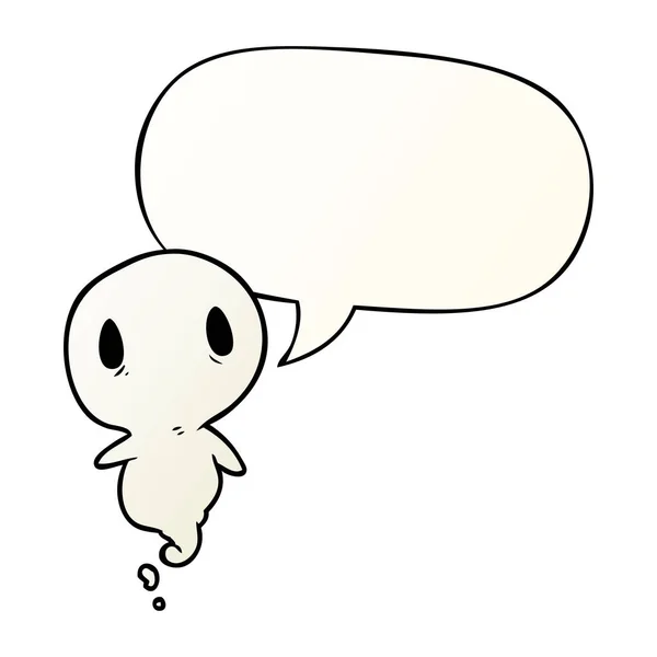 Fantôme de dessin animé mignon et bulle de parole dans un style de dégradé lisse — Image vectorielle