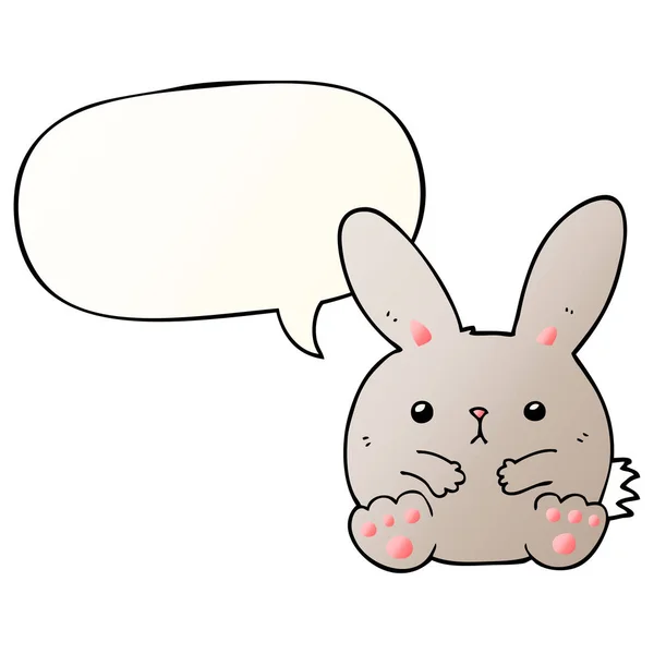 Düzgün degrade tarzında karikatür tavşan ve konuşma balonu — Stok Vektör