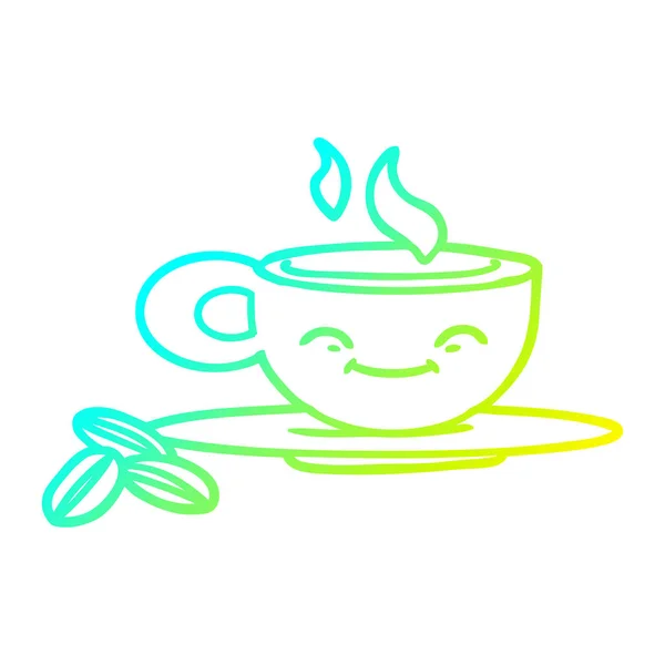 Cold gradient line drawing cartoon espresso mug — Stock Vector