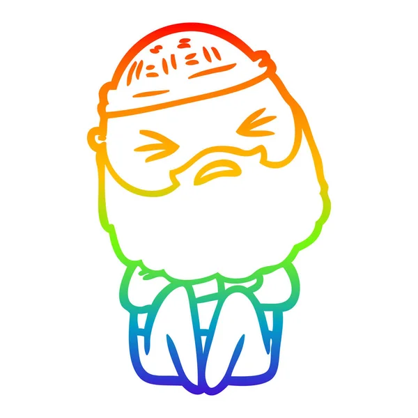 Arco-íris linha gradiente desenho cartoon homem com barba — Vetor de Stock