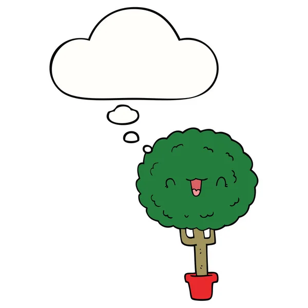 Cartoon Happy Tree och tänkte bubbla — Stock vektor