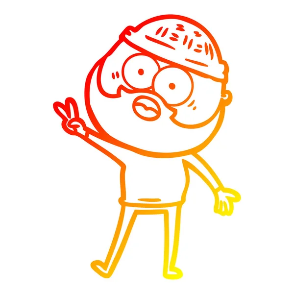 Sıcak degrade çizgi çizim karikatür sakallı adam — Stok Vektör