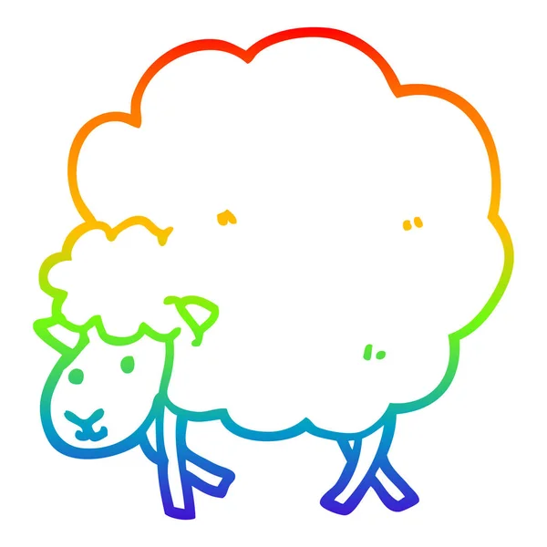 虹のグラデーションライン描画漫画の羊 — ストックベクタ