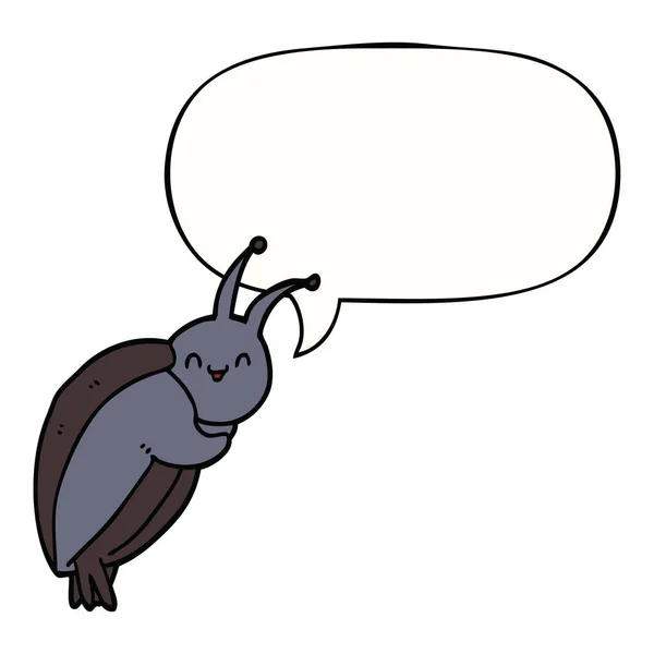 Słodkie kreskówka chrząszcz i bańka mowy — Wektor stockowy